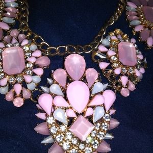 Eloquent pink and white vintage gemstone necklace